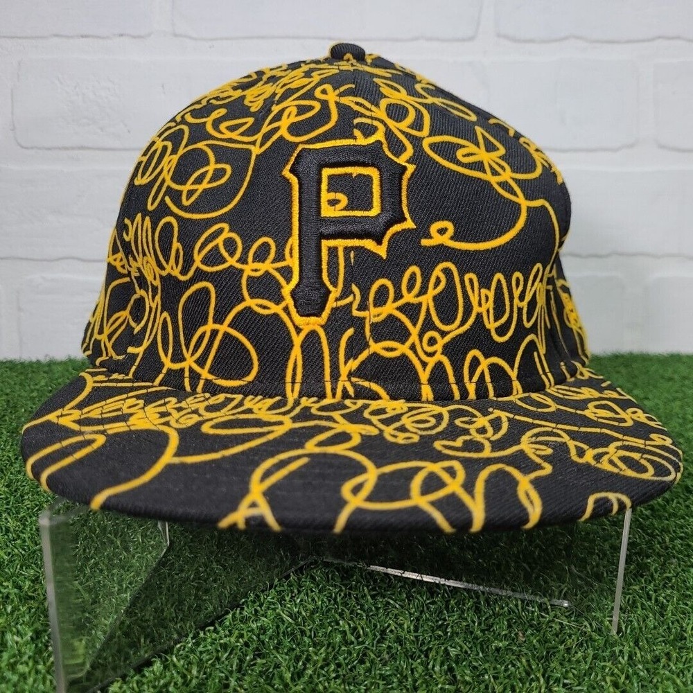 Pittsburgh Pirates Hat Mens New Era 59FIFTY Fitted Graffiti Scribble Cap 8 - Picture 2 of 8